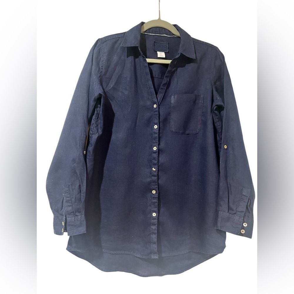 Sigred Olsen Linen Navy Blue Blouse
